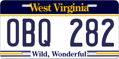 WV license plate OBQ282