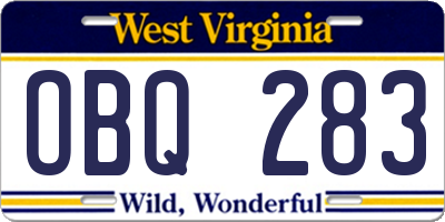 WV license plate OBQ283