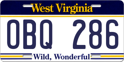 WV license plate OBQ286