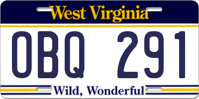 WV license plate OBQ291