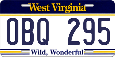 WV license plate OBQ295