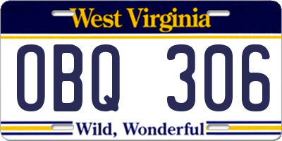 WV license plate OBQ306