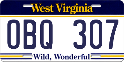 WV license plate OBQ307