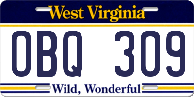 WV license plate OBQ309