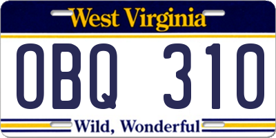WV license plate OBQ310