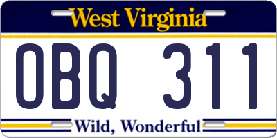WV license plate OBQ311