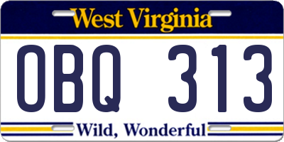 WV license plate OBQ313