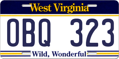 WV license plate OBQ323