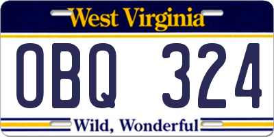 WV license plate OBQ324