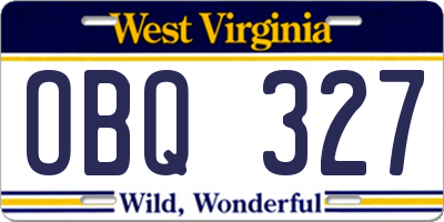 WV license plate OBQ327