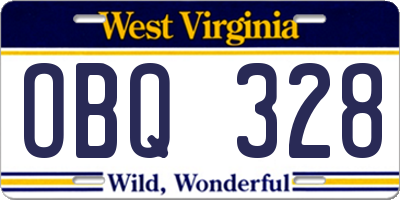 WV license plate OBQ328