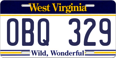 WV license plate OBQ329
