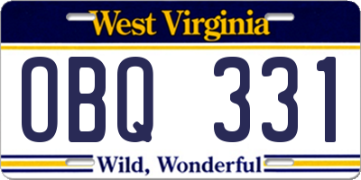 WV license plate OBQ331