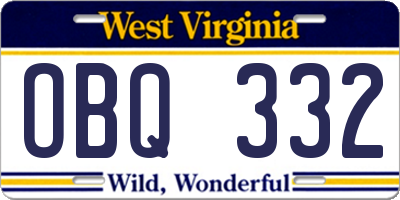 WV license plate OBQ332