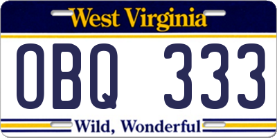 WV license plate OBQ333