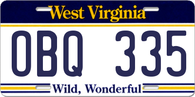WV license plate OBQ335