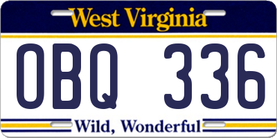 WV license plate OBQ336