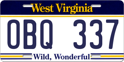 WV license plate OBQ337