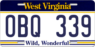 WV license plate OBQ339