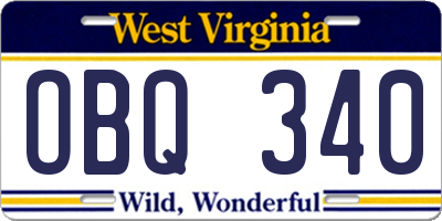 WV license plate OBQ340