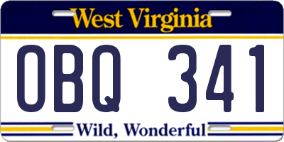 WV license plate OBQ341