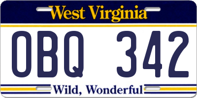 WV license plate OBQ342