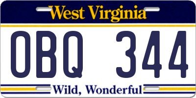 WV license plate OBQ344