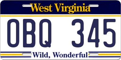 WV license plate OBQ345