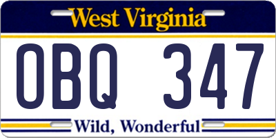WV license plate OBQ347