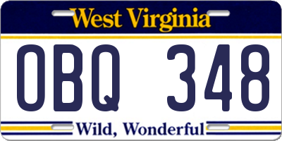 WV license plate OBQ348