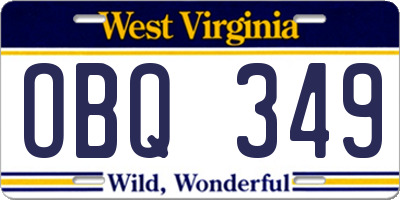 WV license plate OBQ349