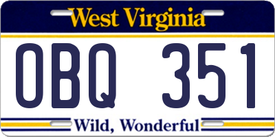 WV license plate OBQ351