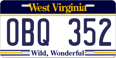 WV license plate OBQ352