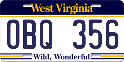 WV license plate OBQ356