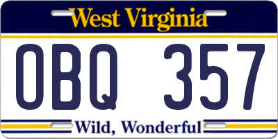 WV license plate OBQ357