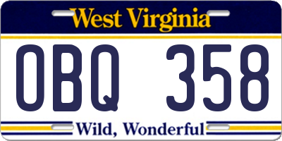 WV license plate OBQ358