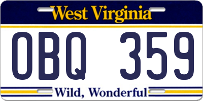 WV license plate OBQ359