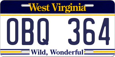 WV license plate OBQ364
