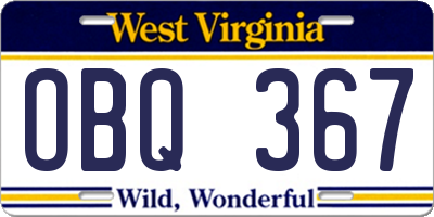 WV license plate OBQ367