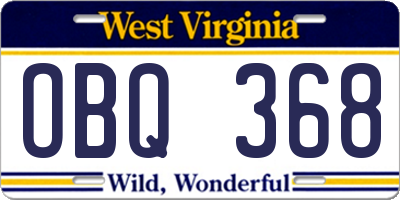 WV license plate OBQ368