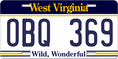 WV license plate OBQ369