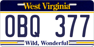 WV license plate OBQ377
