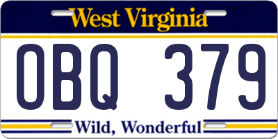 WV license plate OBQ379