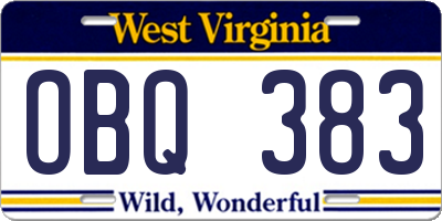 WV license plate OBQ383