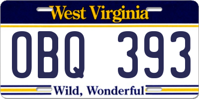 WV license plate OBQ393