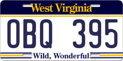 WV license plate OBQ395