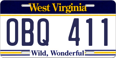 WV license plate OBQ411