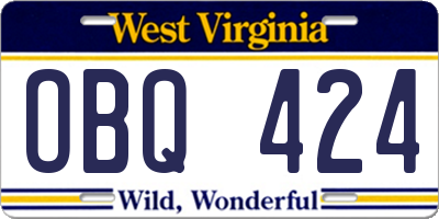 WV license plate OBQ424