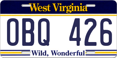 WV license plate OBQ426