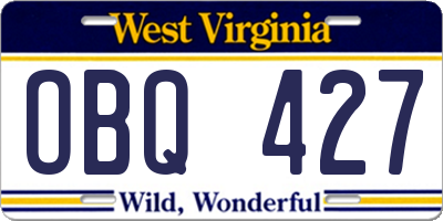 WV license plate OBQ427